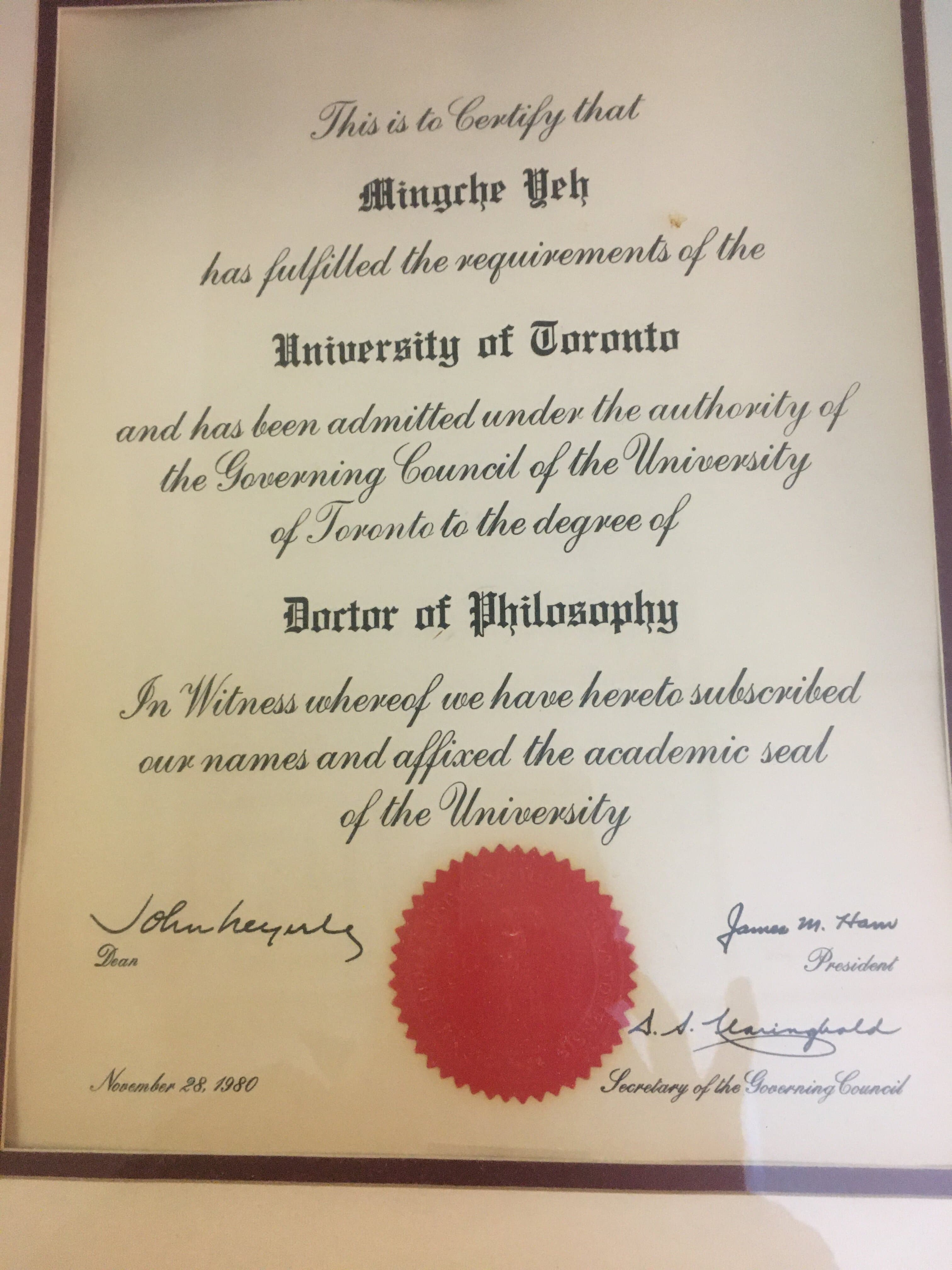 Master's certificate